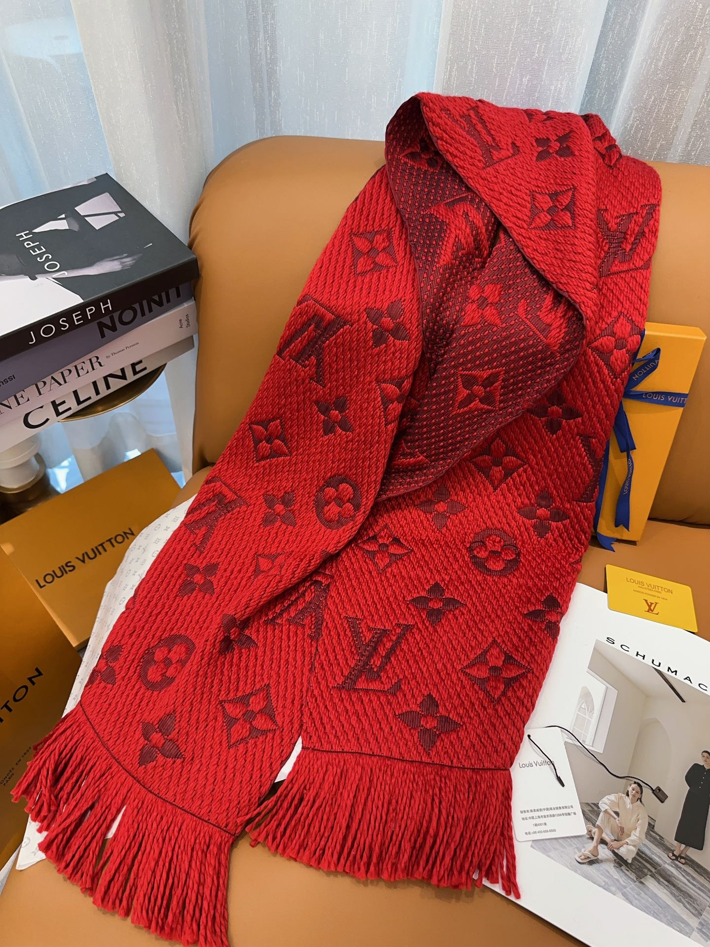 LV Autumn and Winter Wool Scarves Red